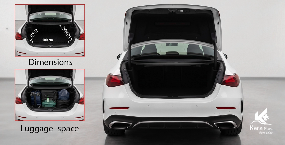 trunk of benz e200 for rent in dubai